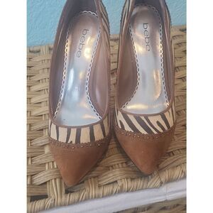 bebe Pony Hair & Suede Pointed Toe Pumps